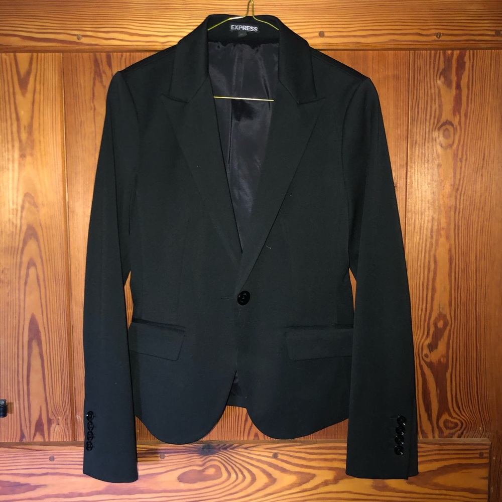 Black One-Button Blazer from Express